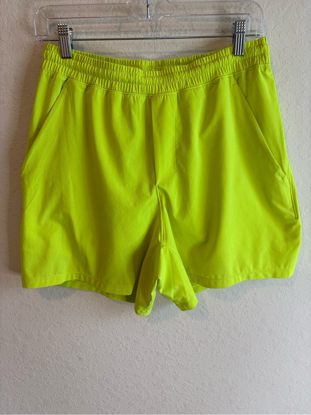 Lululemon Men’s Pace Breaker Linerless Shorts 5” inseam neon yellow